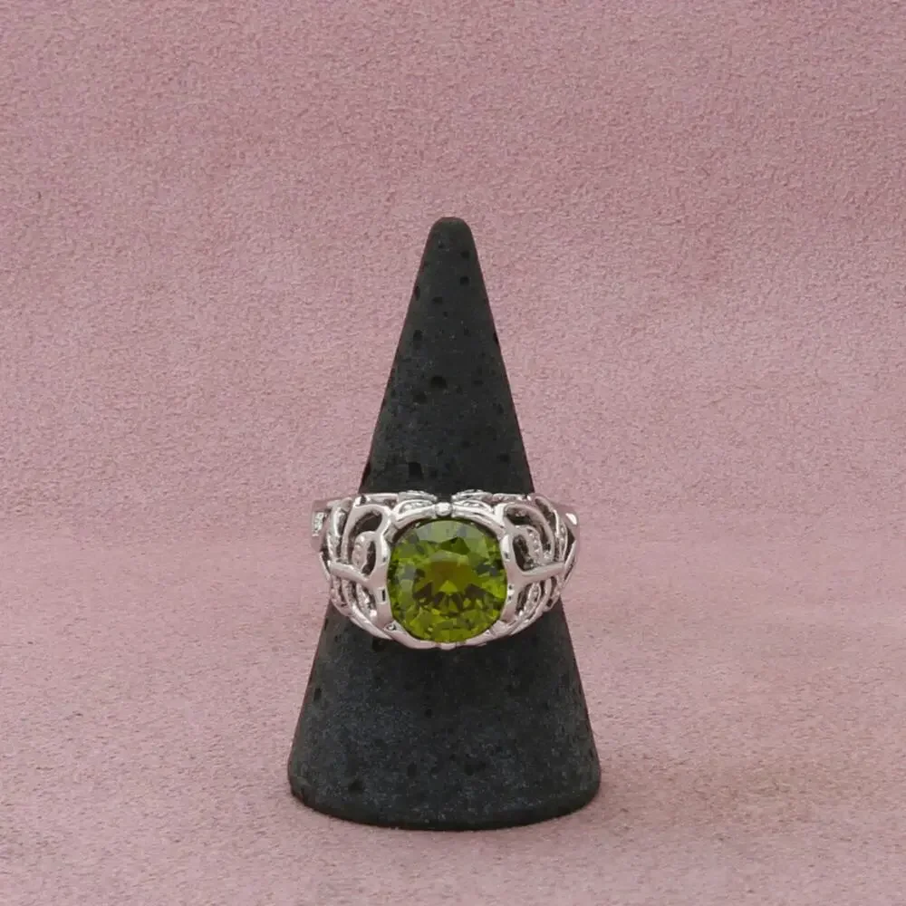 sterling silver green cz butterfly ring size 9